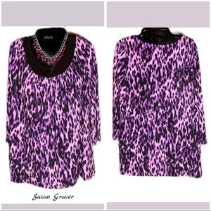 Susan Graver Purple & Black Top Medium